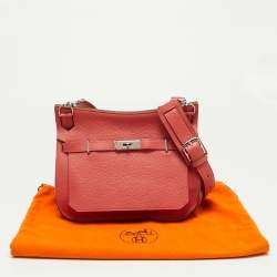 Pre Owned Hermes Rouge Pivoine Togo Leather Jypsiere 28 Bag
