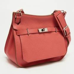 Pre Owned Hermes Rouge Pivoine Togo Leather Jypsiere 28 Bag