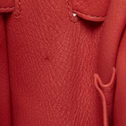 Pre Owned Hermes Rouge Pivoine Togo Leather Jypsiere 28 Bag
