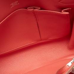 Pre Owned Hermes Rouge Pivoine Togo Leather Jypsiere 28 Bag