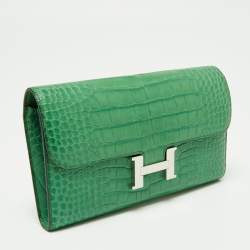 Hermes Cactus Alligator Palladium Finish Constance Long Wallet