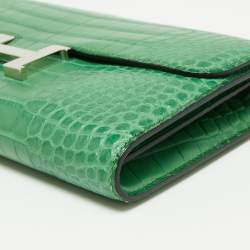 Hermes Cactus Alligator Palladium Finish Constance Long Wallet