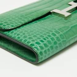 Hermes Cactus Alligator Palladium Finish Constance Long Wallet