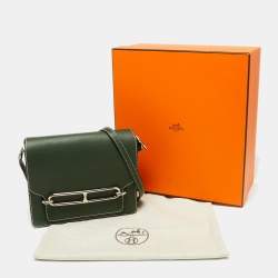 Pre Owned Hermes Vert Anglais Evercolor Leather Palladium Finish Roulis 24 Bag