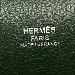 Pre Owned Hermes Vert Anglais Evercolor Leather Palladium Finish Roulis 24 Bag