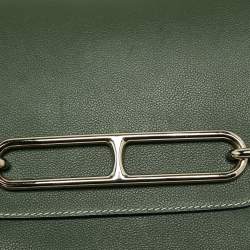 Pre Owned Hermes Vert Anglais Evercolor Leather Palladium Finish Roulis 24 Bag