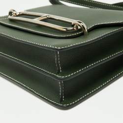 Pre Owned Hermes Vert Anglais Evercolor Leather Palladium Finish Roulis 24 Bag