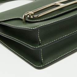 Pre Owned Hermes Vert Anglais Evercolor Leather Palladium Finish Roulis 24 Bag
