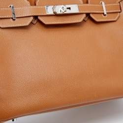Hermes Gold Epsom Leather Palladium Plated Birkin 30 Bag