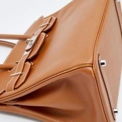Hermes Gold Epsom Leather Palladium Plated Birkin 30 Bag