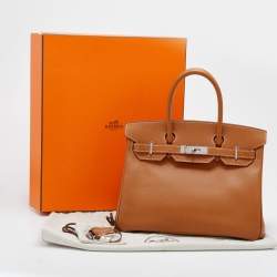 Hermes Gold Epsom Leather Palladium Plated Birkin 30 Bag