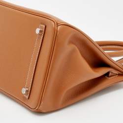 Hermes Gold Epsom Leather Palladium Plated Birkin 30 Bag