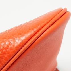 Pre Owned Hermes Orange Poppy Clemence and Swift Leather Virevolte Clutch