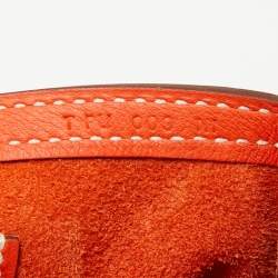 Pre Owned Hermes Orange Poppy Clemence and Swift Leather Virevolte Clutch