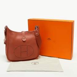 Pre Owned Hermes Sanguine Clemence Leather Evelyne III GM Bag