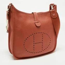 Pre Owned Hermes Sanguine Clemence Leather Evelyne III GM Bag