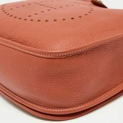 Pre Owned Hermes Sanguine Clemence Leather Evelyne III GM Bag