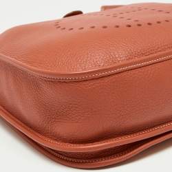 Pre Owned Hermes Sanguine Clemence Leather Evelyne III GM Bag