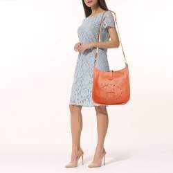 Pre Owned Hermes Sanguine Clemence Leather Evelyne III GM Bag