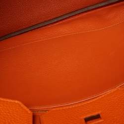 Pre Owned Hermes Orange Togo Leather Gold Finish Birkin 35 Bag