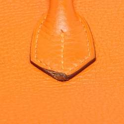 Pre Owned Hermes Orange Togo Leather Gold Finish Birkin 35 Bag