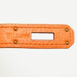 Pre Owned Hermes Orange Togo Leather Gold Finish Birkin 35 Bag