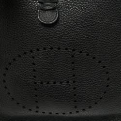 Pre Owned Hermes Black Clemence Leather Evelyne III PM Bag