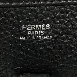 Pre Owned Hermes Black Clemence Leather Evelyne III PM Bag