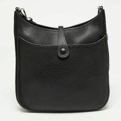 Pre Owned Hermes Black Clemence Leather Evelyne III PM Bag