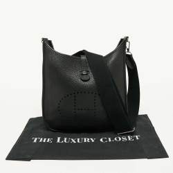 Pre Owned Hermes Black Clemence Leather Evelyne III PM Bag