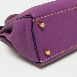 Pre Owned Hermes Anemone/Bleu Nuit Togo Leather Gold Finish Kelly Retourne 25 Bag