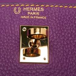 Pre Owned Hermes Anemone/Bleu Nuit Togo Leather Gold Finish Kelly Retourne 25 Bag