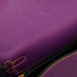 Pre Owned Hermes Anemone/Bleu Nuit Togo Leather Gold Finish Kelly Retourne 25 Bag