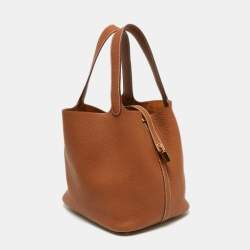 Pre Owned Hermès Gold Clemence Leather Picotin Lock 22 Bag