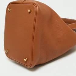 Pre Owned Hermès Gold Clemence Leather Picotin Lock 22 Bag