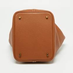 Pre Owned Hermès Gold Clemence Leather Picotin Lock 22 Bag
