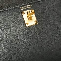 Hermès Noir Swift Leather Gold Finish Mini II Kelly Sellier Bag