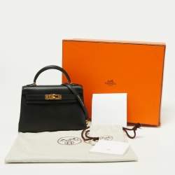 Hermès Noir Swift Leather Gold Finish Mini II Kelly Sellier Bag