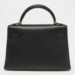 Hermès Noir Swift Leather Gold Finish Mini II Kelly Sellier Bag