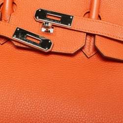 Hermès  Feu Togo Leather Palladium Finish Birkin 35 Bag