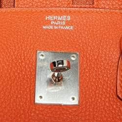 Hermès  Feu Togo Leather Palladium Finish Birkin 35 Bag