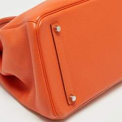 Hermès  Feu Togo Leather Palladium Finish Birkin 35 Bag