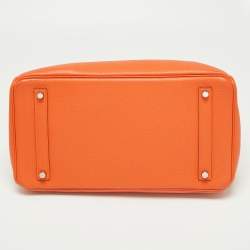 Hermès  Feu Togo Leather Palladium Finish Birkin 35 Bag
