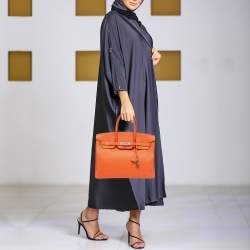 Hermès  Feu Togo Leather Palladium Finish Birkin 35 Bag