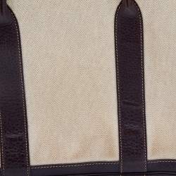Pre Owned Hermes Beige/Brown Toile And Negonda Leather Garden Party 36 Bag