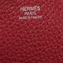 Pre Owned Hermes Rouge Garance Togo Leather Evelyne III TGM Bag