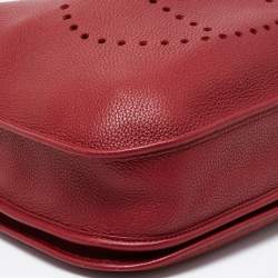 Pre Owned Hermes Rouge Garance Togo Leather Evelyne III TGM Bag