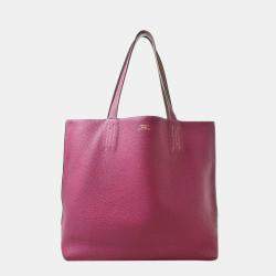 Hermes Double Sens Bag Clemence Leather In Black/Pink