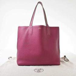 Pre Owned Hermes Taurillon Clemence Duble Sense 36 Reversible Tote Bag Purple / Brown