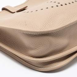 Pre Owned Hermes Gris Tourterelle Taurillon Clemence Leather Evelyne III PM Bag